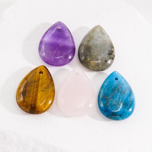 Gemstone Pendants Jewelry, Natural Stone, Teardrop, fashion jewelry & DIY & different materials for choice, more colors for choice, 18x25mm, Sold By PC