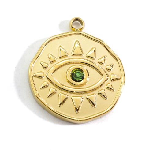 Evil Eye Pendants, 304 Stainless Steel, Vacuum Ion Plating, fashion jewelry & DIY & with rhinestone, more colors for choice, 15x15mm, Sold By PC