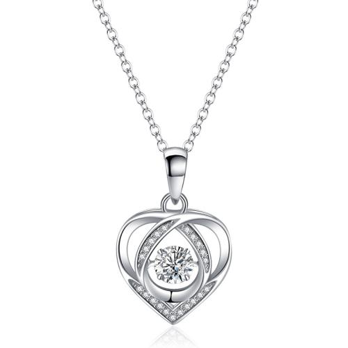 Titanium Steel Necklace with 4cm extender chain Heart fashion jewelry & for woman & with rhinestone nickel lead & cadmium free Length Approx 40 cm Sold By PC