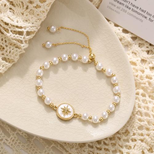 Zinc Alloy Bracelet with Plastic Pearl fashion jewelry & micro pave cubic zirconia & for woman nickel lead & cadmium free Sold By PC