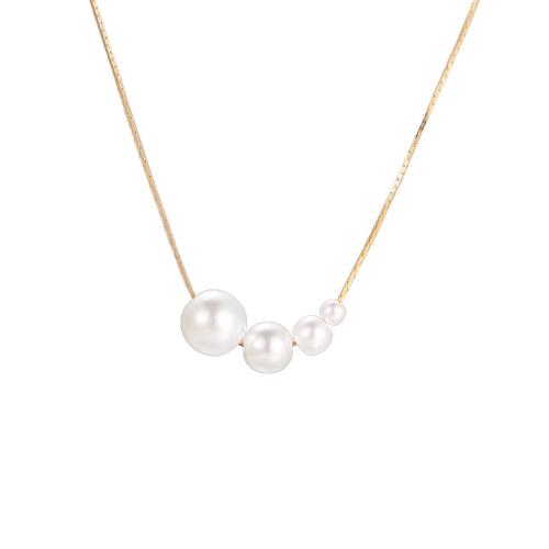 Zinklegierung Schmuck Halskette, mit Kunststoff Perlen, mit Verlängerungskettchen von 7cm, plattiert, Modeschmuck & für Frau, frei von Nickel, Blei & Kadmium, Länge:42 cm, verkauft von PC