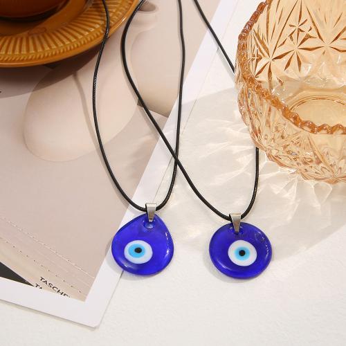 Evil Eye Jewelry Necklace Zinc Alloy with Wax Cord & Resin polished fashion jewelry & Unisex nickel lead & cadmium free Sold By PC