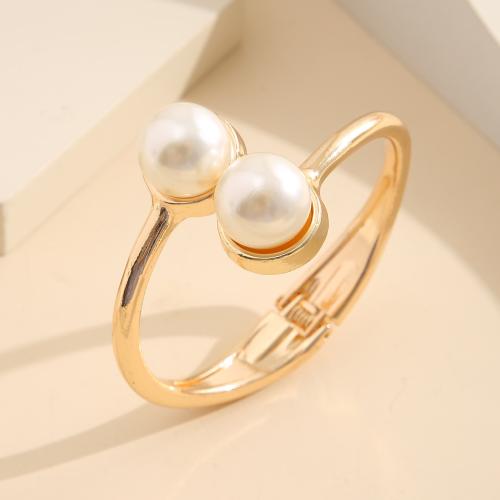 Zinc Alloy Bangle with Plastic Pearl plated fashion jewelry & for woman nickel lead & cadmium free Sold By PC