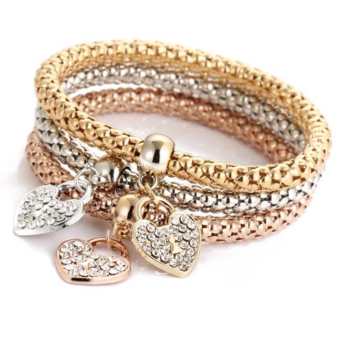 Tibetan Style Bracelet, with Crystal, plated, three pieces & fashion jewelry & for woman, more colors for choice, nickel, lead & cadmium free, Sold By PC