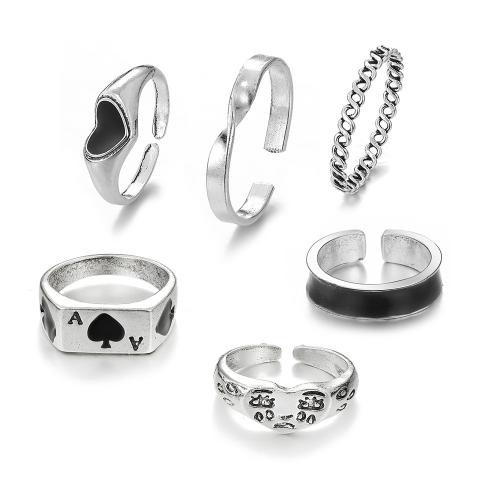 Zinc Alloy ring Set, med Plastic Pearl, forgyldt, forskellige stilarter for valg & for kvinde & emalje, Størrelse:5.5-9, Solgt af sæt