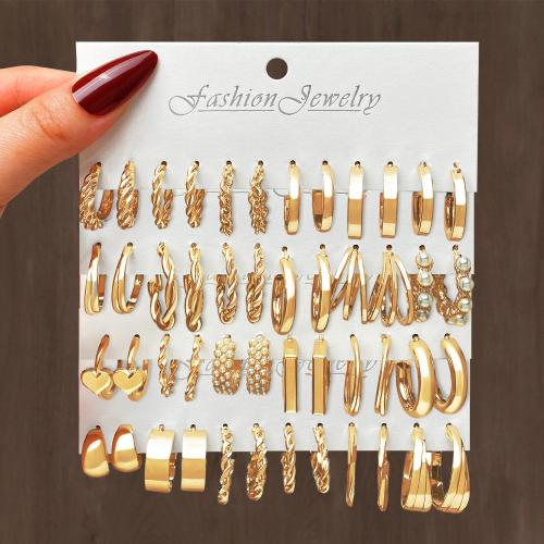 Zinc Alloy Earring Set with Plastic Pearl plated fashion jewelry & for woman earring length 20-30mm Sold By Set