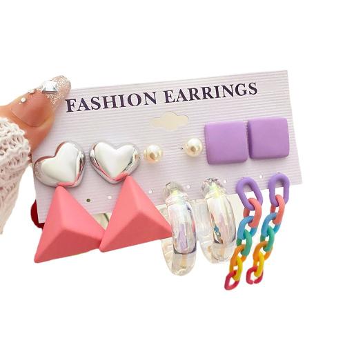 Zinc Alloy Earring Set with Resin & for woman earring length 5-65mm Sold By Set