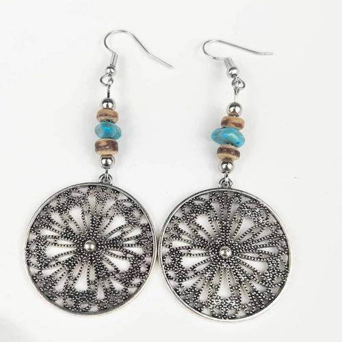 Zinc Alloy Drop Earrings with Turquoise vintage & fashion jewelry & for woman nickel lead & cadmium free Sold By Pair