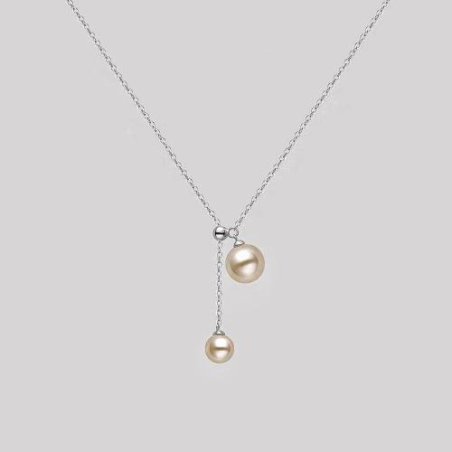 Titanium Steel Necklace, with Plastic Pearl, with 5cm extender chain, fashion jewelry & for woman, original color, Length:Approx 45 cm, Sold By PC