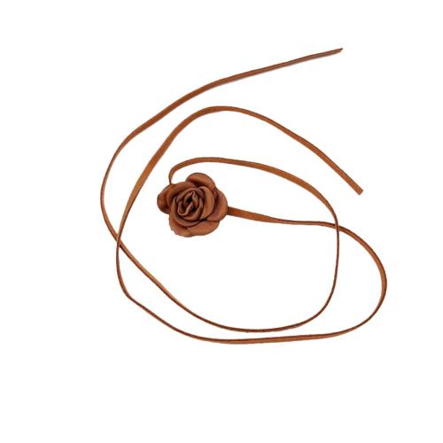 Mode Collier Choker, Velveteen, avec tissu, fait à la main, bijoux de mode & pour femme, couleur de café, Longueur:Environ 120 cm, Vendu par PC