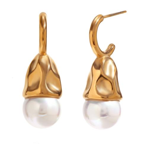 Stainless Steel Stud Earrings 316L Stainless Steel with Plastic Pearl fashion jewelry & for woman Sold By Pair