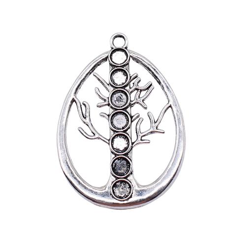 Tibetan Style Pendant Cabochon Setting, Teardrop, antique silver color plated, vintage & fashion jewelry & DIY & hollow, 35x48mm, Sold By PC
