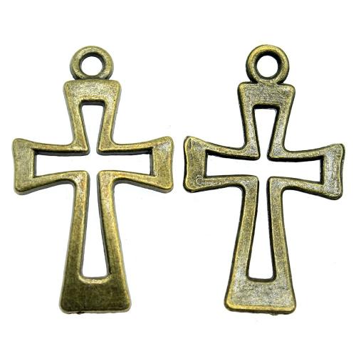 Tibetan Style Cross Pendants, antique bronze color plated, vintage & fashion jewelry & DIY & hollow, 38x22mm, Sold By PC