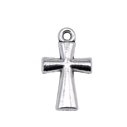 Wisior ze stopu cynku w kształcie krzyża, Stop cynku, Platerowane kolorem starego srebra, Vintage & biżuteria moda & DIY, 19x11mm, sprzedane przez PC