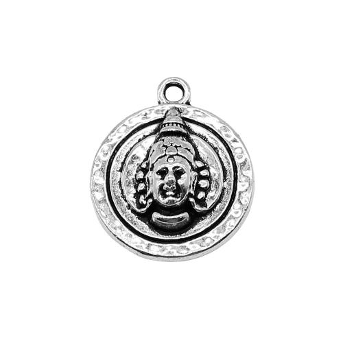 Tibetan Style Flat Round Pendants, antique silver color plated, vintage & fashion jewelry & DIY, 17x20mm, Sold By PC