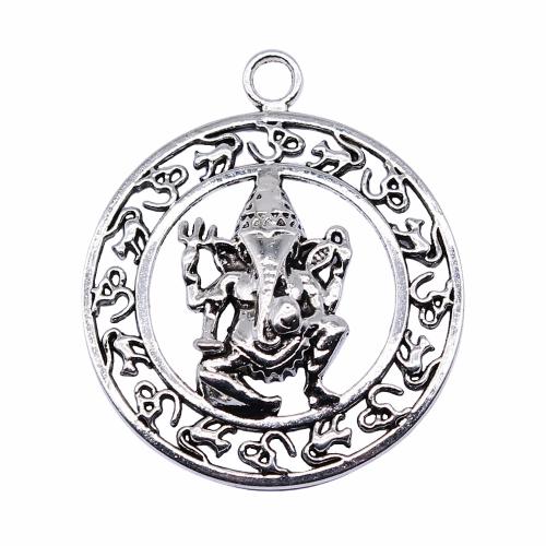 Tibetan Style Flat Round Pendants, antique silver color plated, vintage & fashion jewelry & DIY & hollow, 38x38mm, Sold By PC