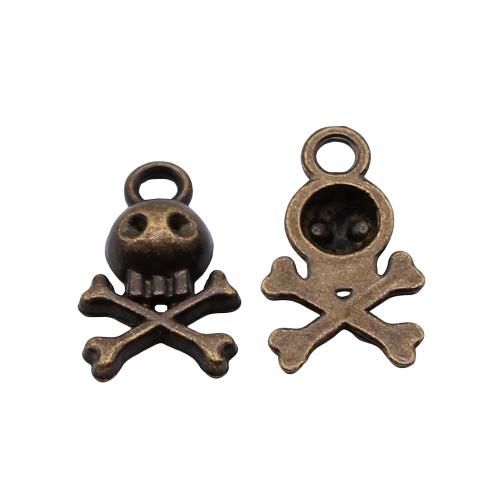 Tibetan Style Skull Pendants, antique bronze color plated, vintage & fashion jewelry & DIY, 21x12mm, Sold By PC
