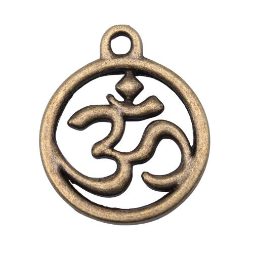 Tibetan Style Flat Round Pendants, antique bronze color plated, vintage & fashion jewelry & DIY & hollow, 21x17mm, Sold By PC