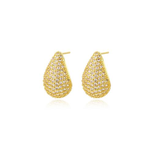 Cubic Zirconia Micro Pave Brass Earring, Teardrop, high quality plated, fashion jewelry & micro pave cubic zirconia & for woman, more colors for choice, nickel, lead & cadmium free, 12x20mm, Sold By Pair