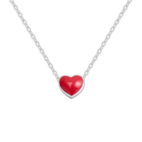 925 Sterling Silver Necklaces, with 4cm extender chain, Heart, fashion jewelry & for woman & epoxy gel, nickel, lead & cadmium free, Length:Approx 40 cm, Sold By PC