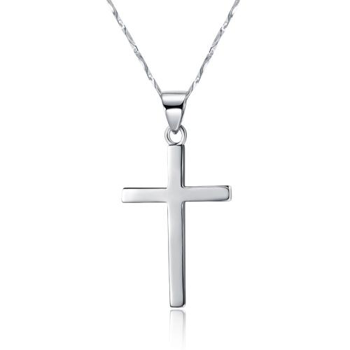 925 Sterling Silver Necklaces, Cross, fashion jewelry & Unisex & different size for choice, nickel, lead & cadmium free, Length:Approx 45 cm, Sold By PC