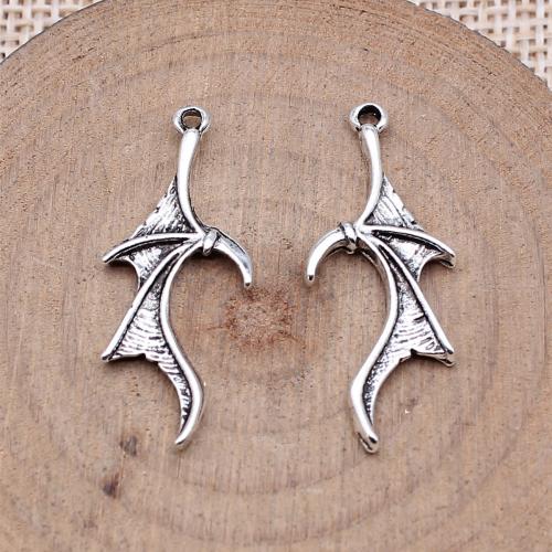 Wing Shaped Tibetan Style Pendants, plated, DIY, more colors for choice, nickel, lead & cadmium free, 31x12mm, Approx 10PCs/Bag, Sold By Bag