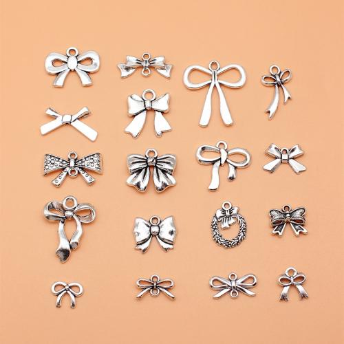 Zinc Alloy Bowknot Pendants antique silver color plated DIY nickel lead & cadmium free Sold By Set