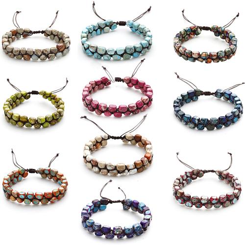 Gemstone Bracelets, with Wax Cord, handmade, Double Layer & different materials for choice & for woman, Length:Approx 18-32 cm, Sold By PC