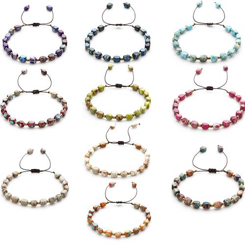 Gemstone Bracelets, with Wax Cord, handmade, different materials for choice & for woman, Length:Approx 18-32 cm, Sold By PC