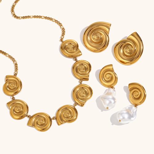 Fashion Stainless Steel Jewelry Sets, 316L Stainless Steel, with Plastic Pearl, 18K gold plated, fashion jewelry & different styles for choice & for woman, golden, Sold By PC
