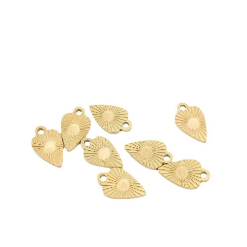 Stainless Steel Heart Pendants, 316L Stainless Steel, DIY, golden, 12x7mm, 2PCs/Bag, Sold By Bag