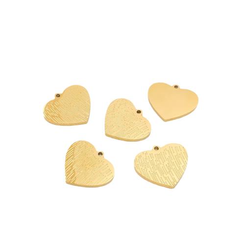 Stainless Steel Heart Pendants, 316L Stainless Steel, DIY, golden, 12.50x15mm, 2PCs/Bag, Sold By Bag