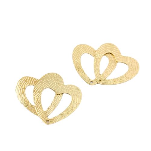 Stainless Steel Heart Pendants, 316L Stainless Steel, DIY, golden, 24.50x26mm, 2PCs/Bag, Sold By Bag