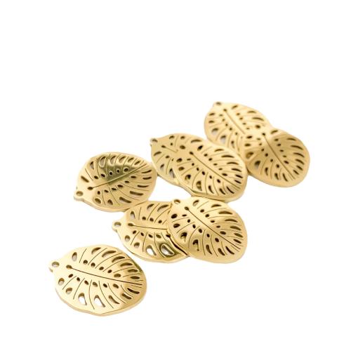 Stainless Steel Pendants, 316L Stainless Steel, Leaf, DIY, golden, 21.50x17.50mm, 2PCs/Bag, Sold By Bag