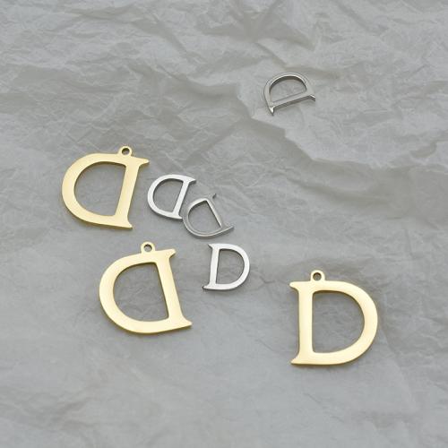 Stainless Steel Letter Pendants 304 Stainless Steel Letter D Vacuum Ion Plating DIY Sold By PC