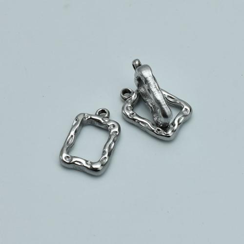 Stainless Steel Pendants, 304 Stainless Steel, Square, polished, DIY & hollow, original color, 14x20x3.70mm, Sold By PC