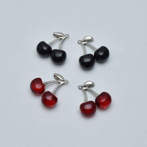 Tibetan Style Fruit Shape Pendants, Cherry, silver color plated, DIY & different size for choice, more colors for choice, nickel, lead & cadmium free, Sold By PC