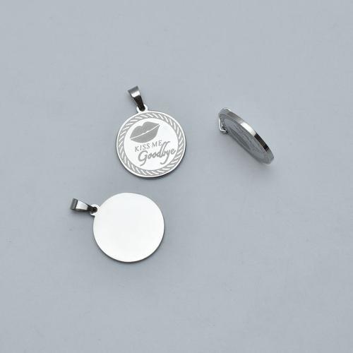 Stainless Steel Pendants, 304 Stainless Steel, Flat Round, polished, DIY, original color, 25x35x2.50mm, Sold By PC