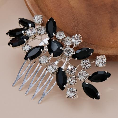 Decorative Hair Combs Zinc Alloy gold color plated for bridal & with rhinestone nickel lead & cadmium free Sold By PC