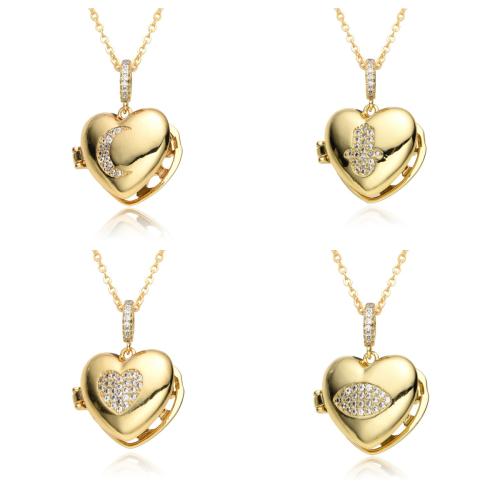 Fashion Locket Necklace Brass gold color plated DIY  & micro pave cubic zirconia nickel lead & cadmium free Sold By PC