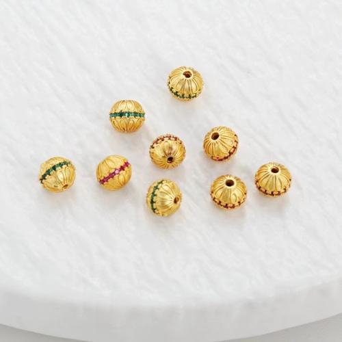 Messing kralen met micro-paved kubieke zirconia's, gold plated, DIY & micro pave zirconia, meer kleuren voor de keuze, nikkel, lood en cadmium vrij, 8x7mm, Verkocht door PC