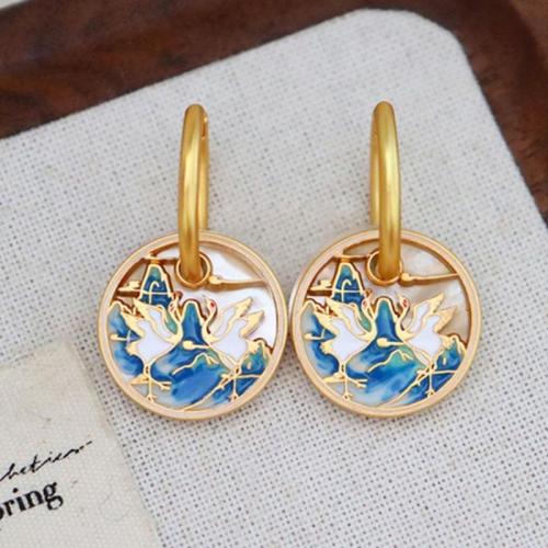 Brass Drop Earring plated fashion jewelry & enamel golden nickel lead & cadmium free Sold By Pair