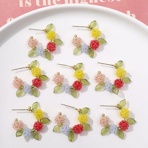 Tibetan Style Stud Earring, Glass, with Tibetan Style, fashion jewelry, 32x29mm, Sold By PC