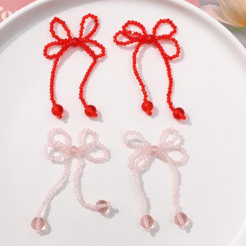 Hair Accessories DIY Findings, Crystal, Bowknot, more colors for choice, 65x35mm, Sold By PC