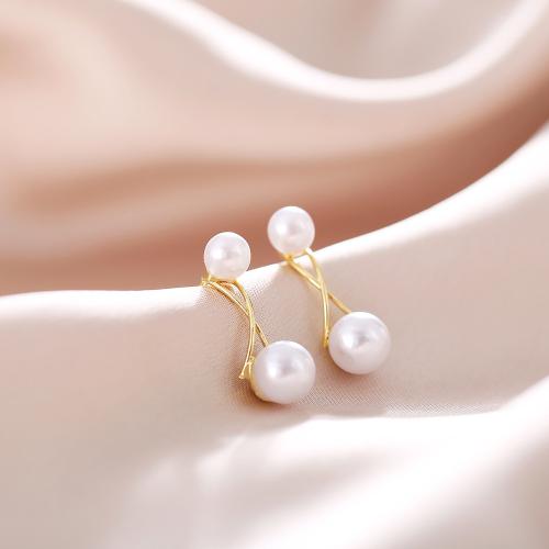 Tibetan Style Stud Earring, with Plastic Pearl, fashion jewelry & different styles for choice & for woman, nickel, lead & cadmium free, Sold By Pair