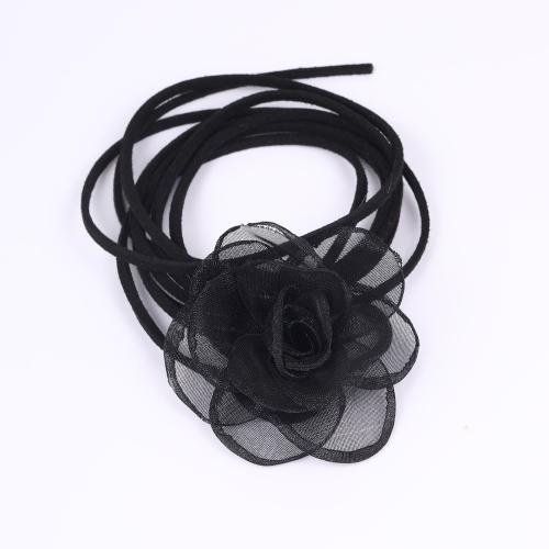 Collar Necklace Cloth with Flocking Fabric Ribbon handmade fashion jewelry & for woman Length 31-67 cm Sold By PC