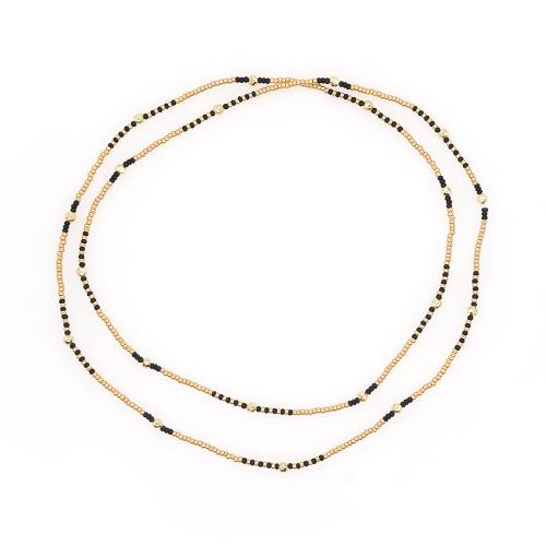 Ожерелья из латуни, Латунь, с гематит, Связанный вручную, Женский, Золотой, продается PC