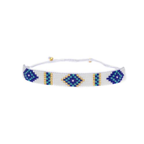verre bracelet, avec cordon de polyester, fait à la main, pour femme, blanc, Longueur Environ 14.2 cm, Vendu par PC