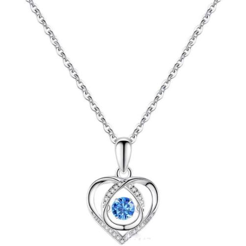 Cubic Zircon Micro Pave Brass Necklace with 5CM extender chain Heart plated micro pave cubic zirconia & for woman Length Approx 40 cm Sold By PC