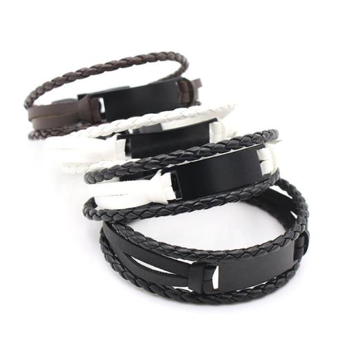 Tibetan Style Bracelet, with leather cord, vintage & for man, more colors for choice, The inner circumference is 19cm, Sold By PC